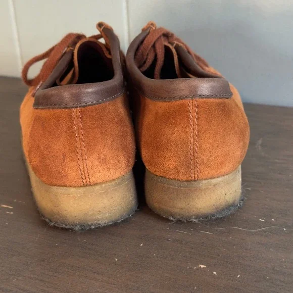Clarks Originals Wallabee Style Shoes Men 7 Suede Crepe Sole Moc Toe Rust Brown - Picture 6 of 9